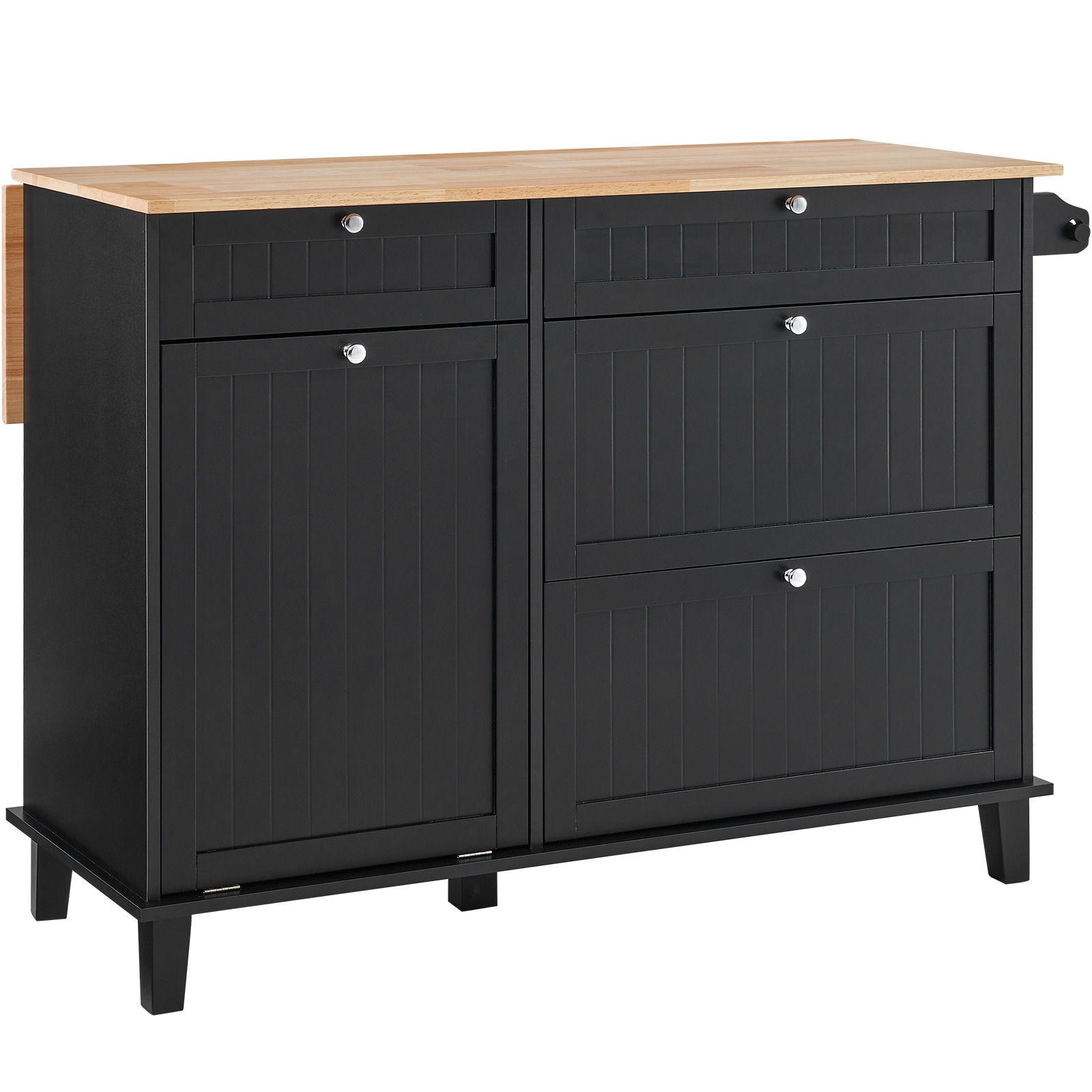 Kitchen Island Cart Storage Cabinet Serving With Drawer & Trash Cabinet_voghion.com